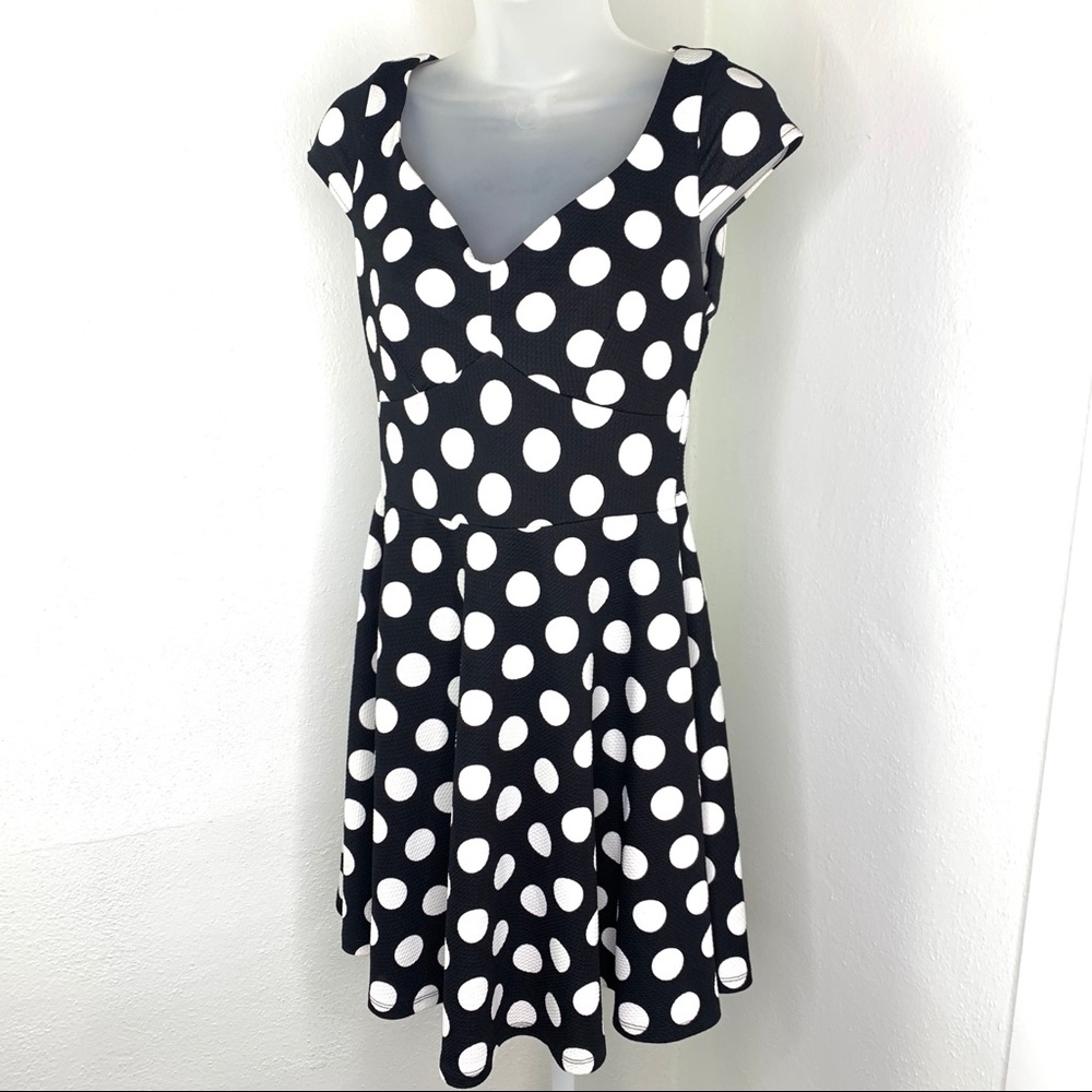 Sunny Girl Black & White Polka Dot Women Dress | S
